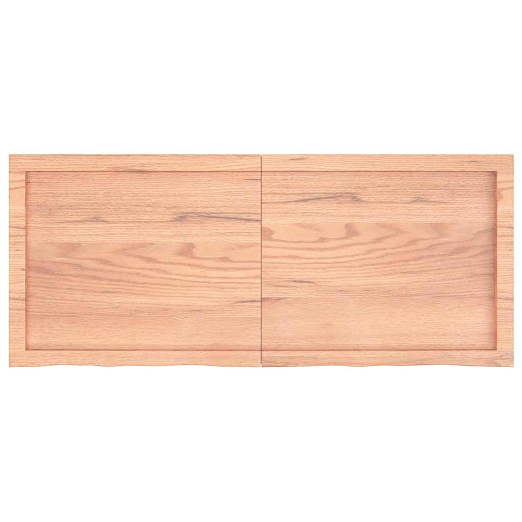 bordplade til badeværelse 120x50x(2-4) cm massivt træ lysebrun