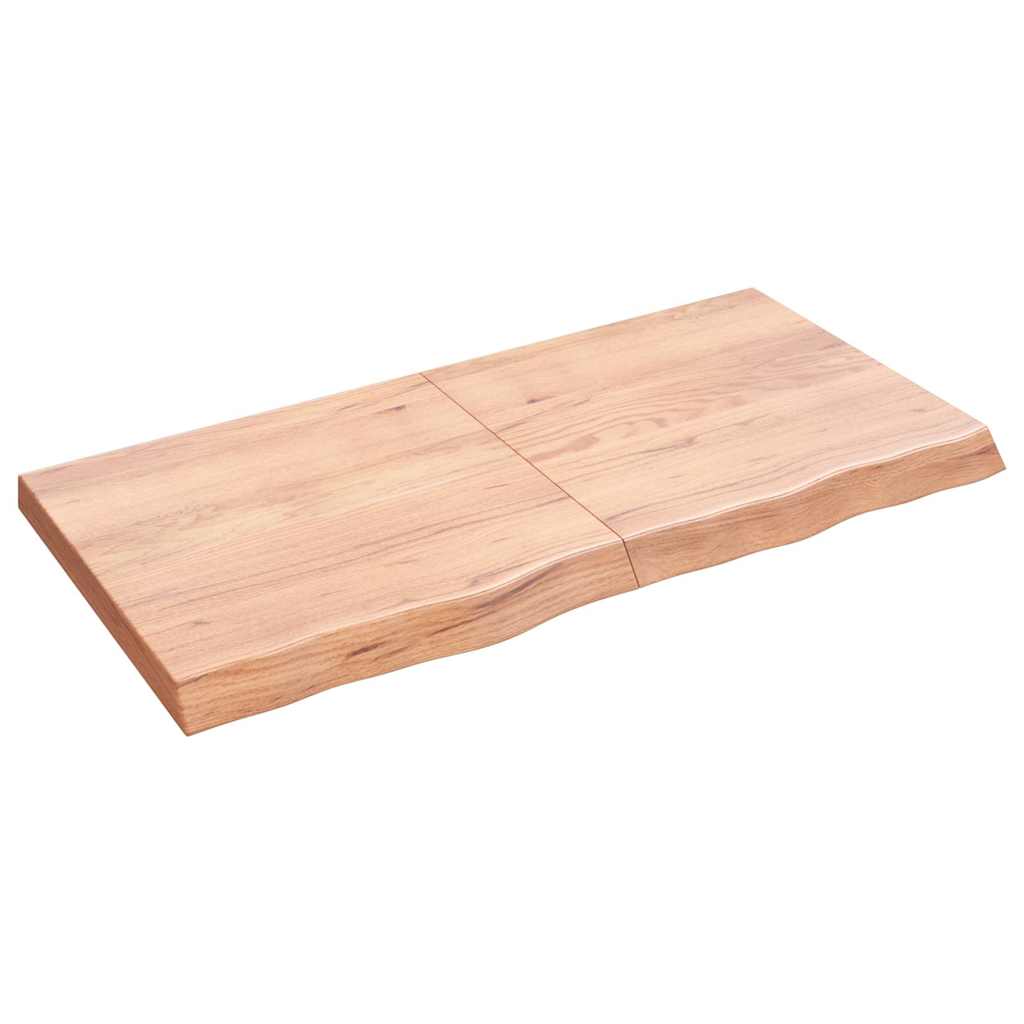 bordplade til badeværelse 120x60x(2-6) cm massivt træ lysebrun