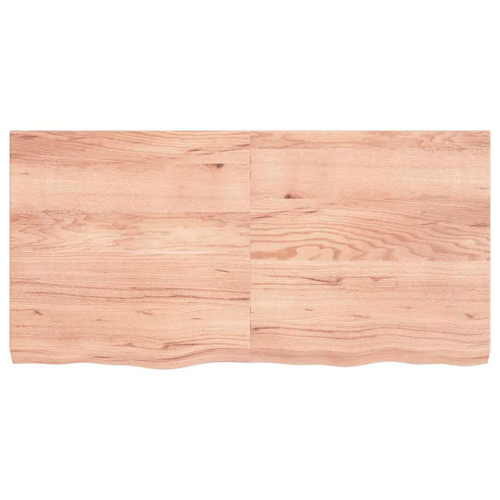 bordplade til badeværelse 120x60x(2-6) cm massivt træ lysebrun