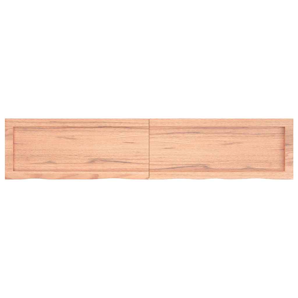 bordplade til badeværelse 140x30x(2-4) cm massivt træ lysebrun