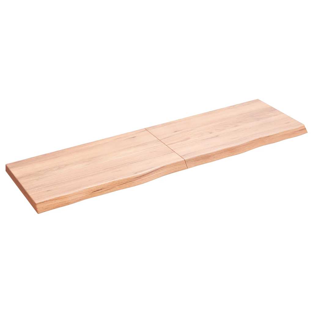 bordplade til badeværelse 140x40x(2-4) cm massivt træ lysebrun