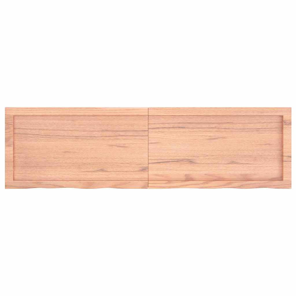 bordplade til badeværelse 140x40x(2-4) cm massivt træ lysebrun
