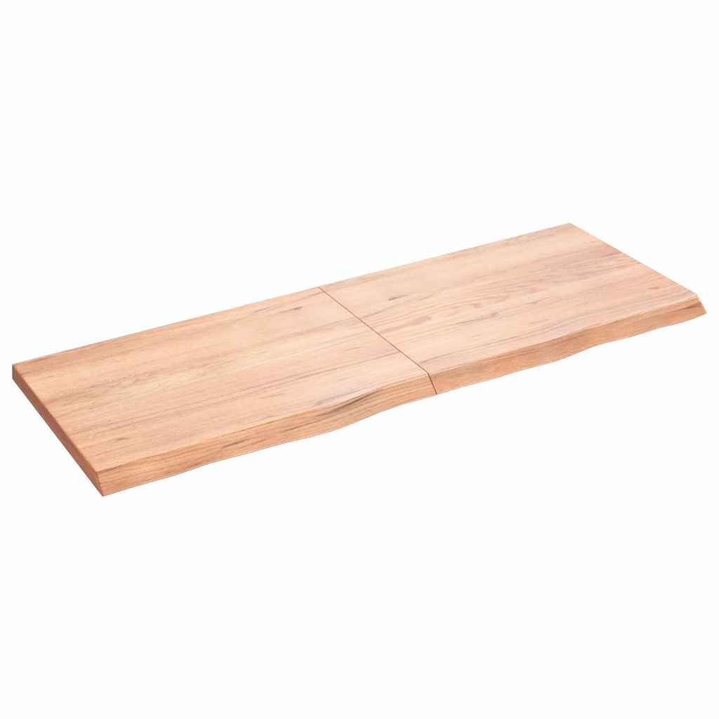 bordplade til badeværelse 140x50x(2-4) cm massivt træ lysebrun