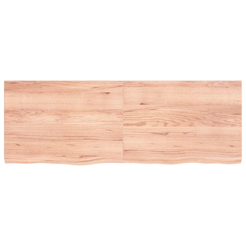 bordplade til badeværelse 140x50x(2-4) cm massivt træ lysebrun