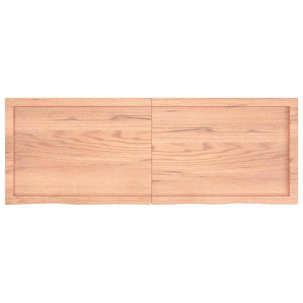 bordplade til badeværelse 140x50x(2-4) cm massivt træ lysebrun