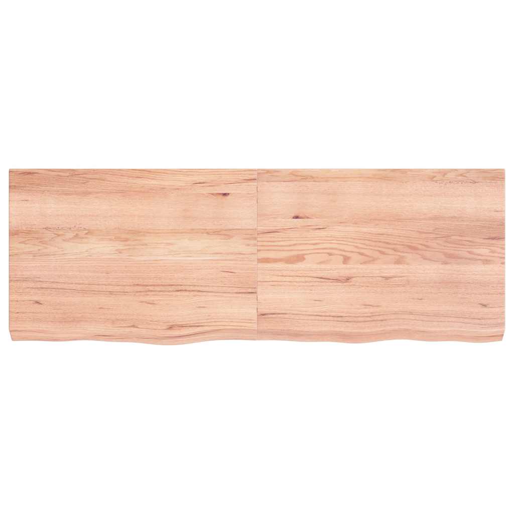 bordplade til badeværelse 140x50x(2-6) cm massivt træ lysebrun