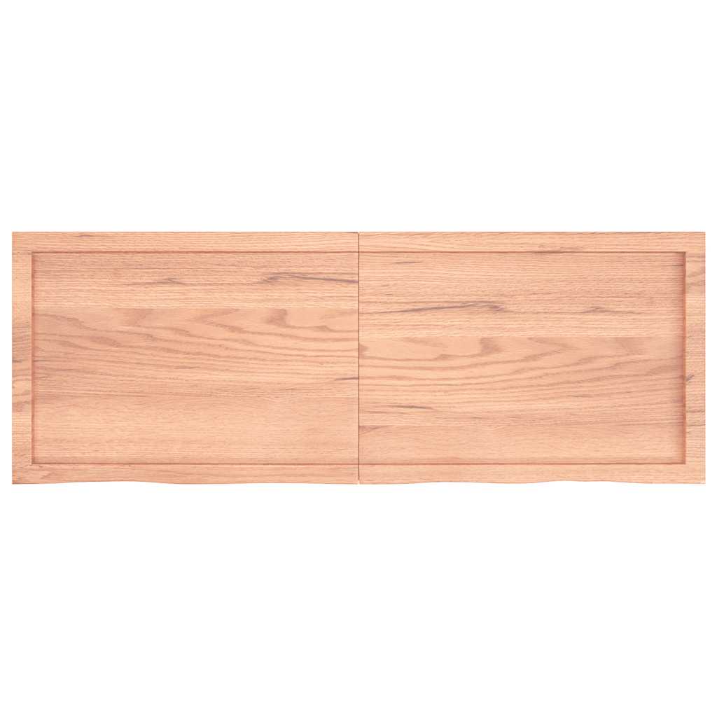 bordplade til badeværelse 140x50x(2-6) cm massivt træ lysebrun