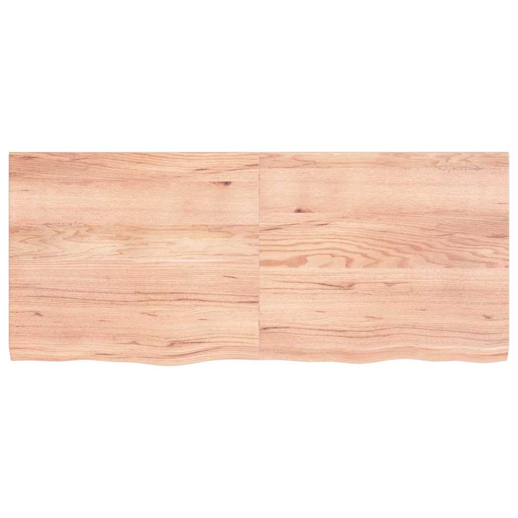 bordplade til badeværelse 140x60x(2-4) cm massivt træ lysebrun