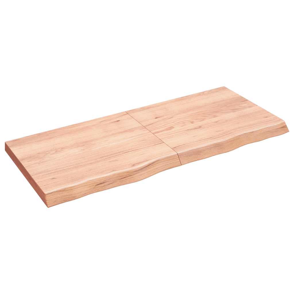 bordplade til badeværelse 140x60x(2-6) cm massivt træ lysebrun