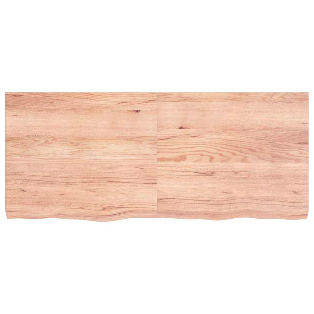 bordplade til badeværelse 140x60x(2-6) cm massivt træ lysebrun