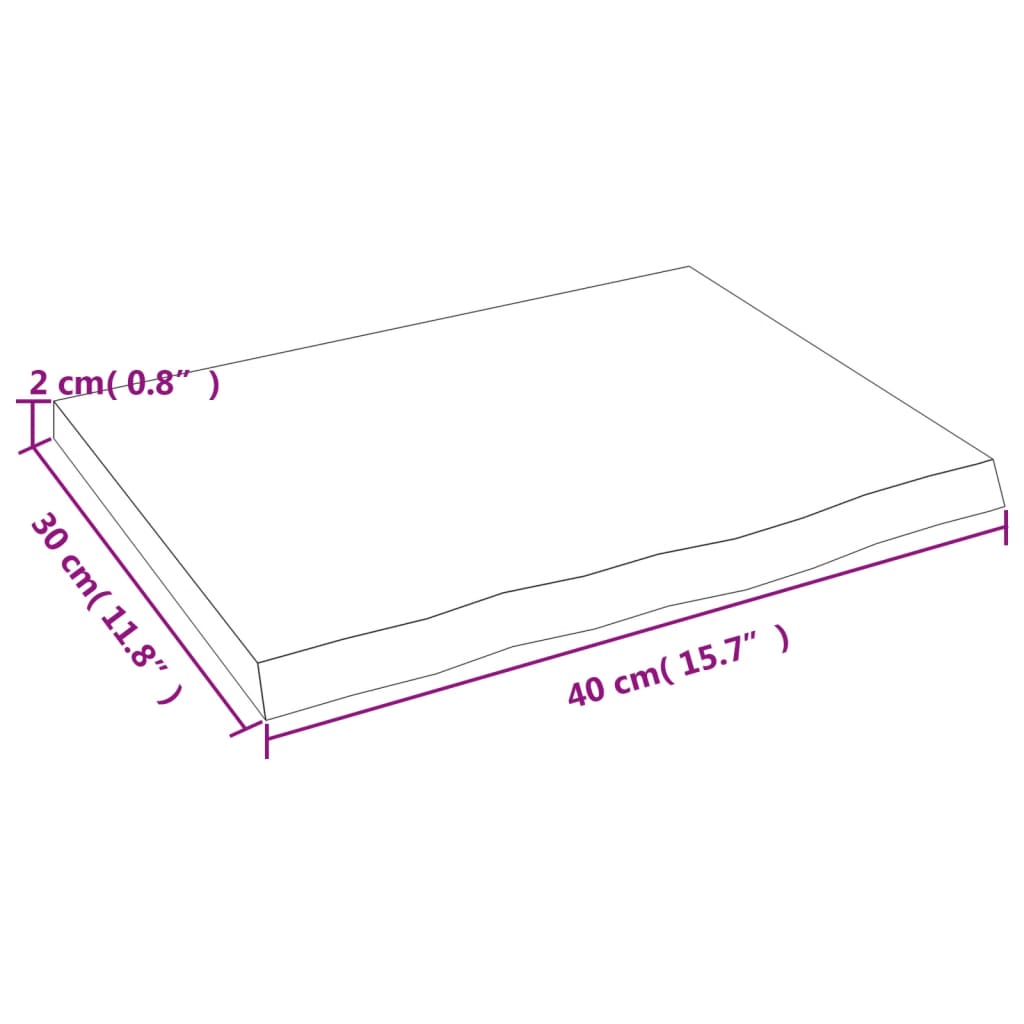 bordplade til badeværelse 40x30x2 cm massivt træ mørkebrun