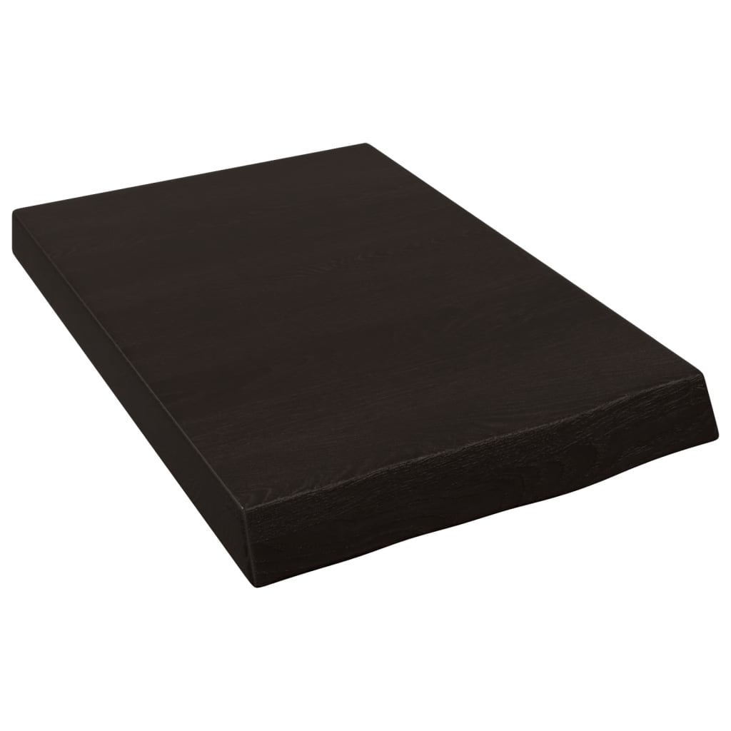bordplade til badeværelse 40x60x(2-6) cm massivt træ mørkebrun