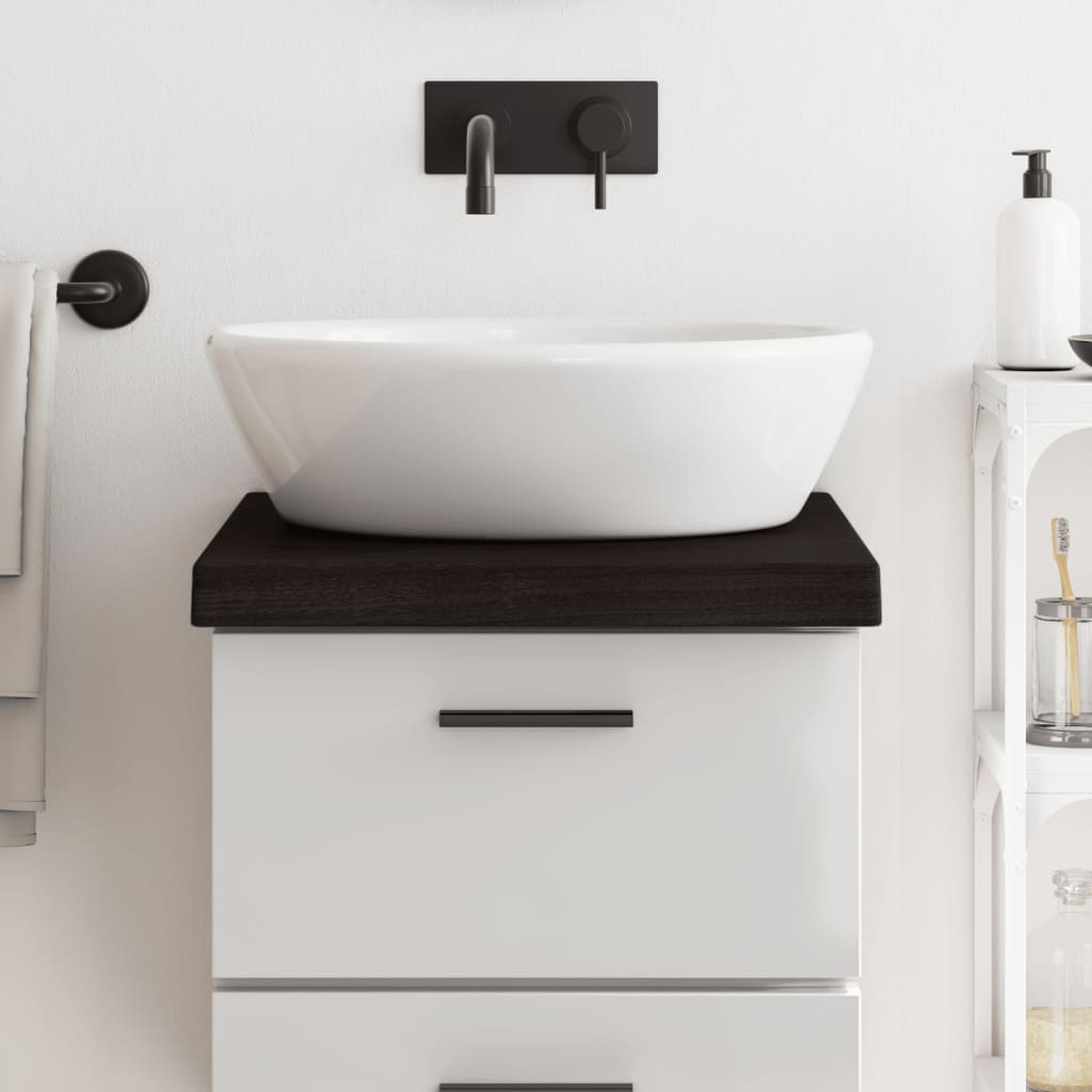 bordplade til badeværelse 40x60x(2-6) cm massivt træ mørkebrun