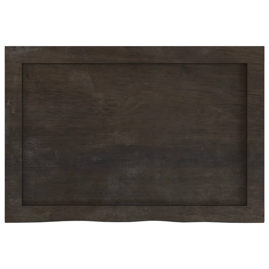 bordplade til badeværelse 60x40x(2-4) cm massivt træ mørkebrun