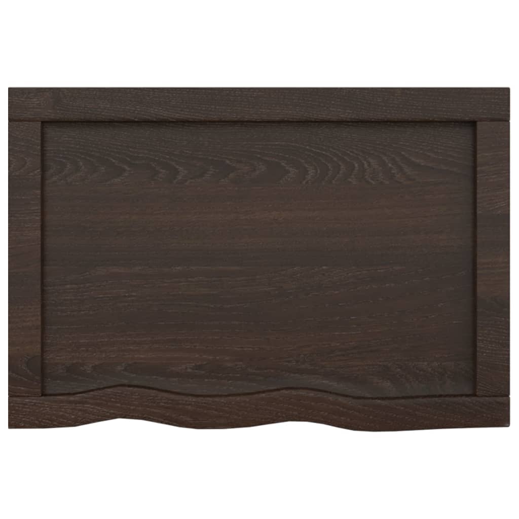 bordplade til badeværelse 60x40x(2-4) cm massivt træ mørkebrun
