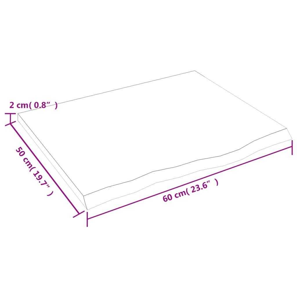 bordplade til badeværelse 60x50x2 cm massivt træ mørkebrun