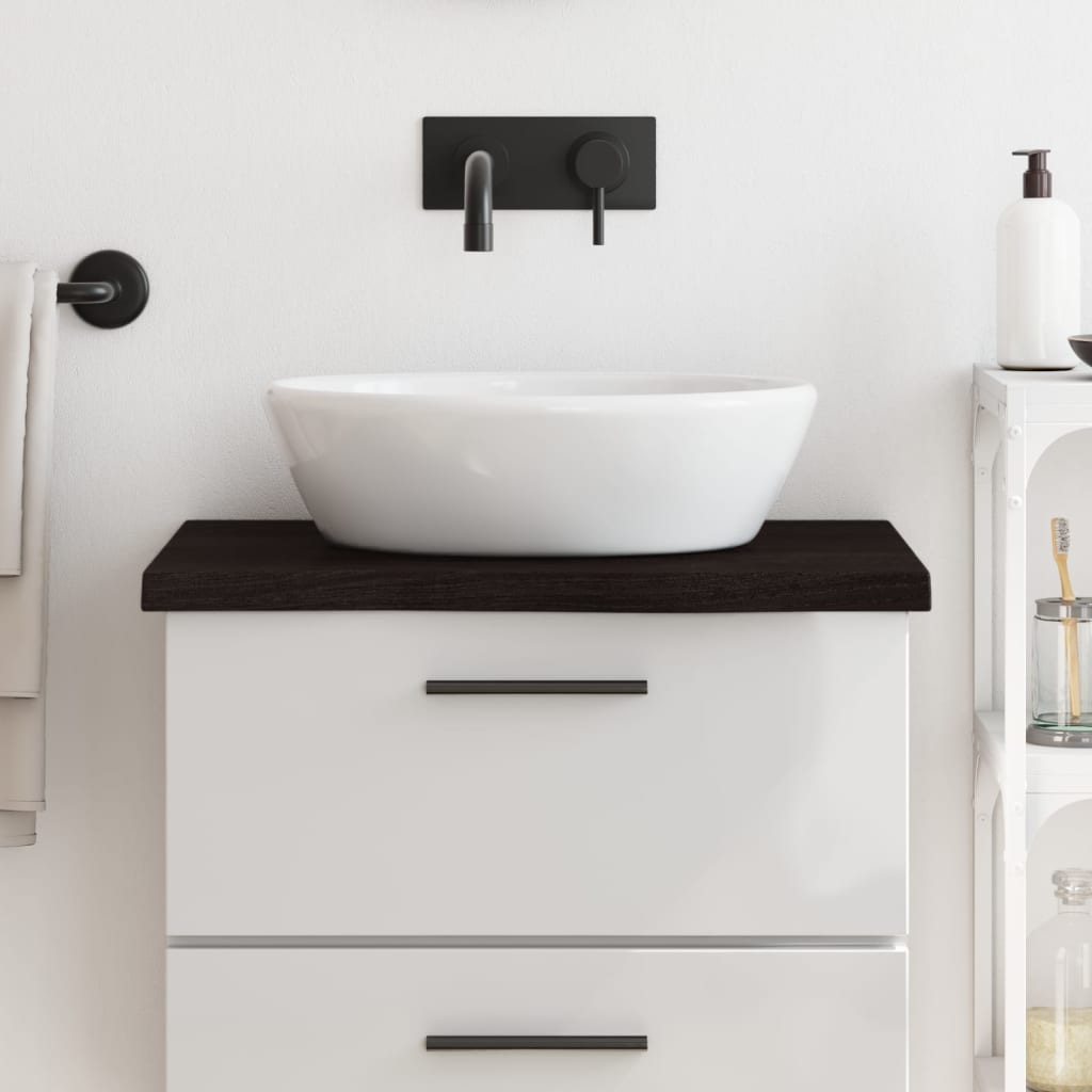 bordplade til badeværelse 60x60x(2-4) cm massivt træ mørkebrun