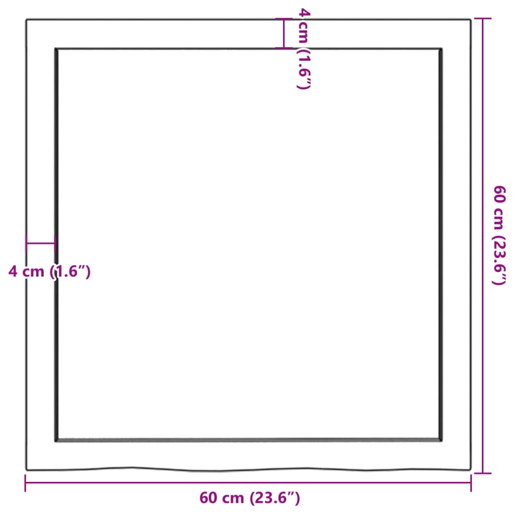 bordplade til badeværelse 60x60x(2-6) cm massivt træ mørkebrun