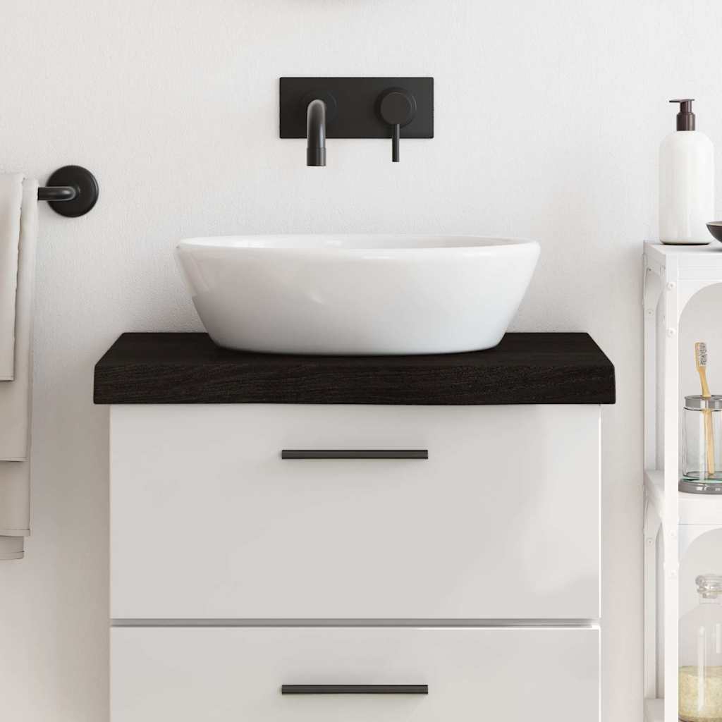 bordplade til badeværelse 60x60x(2-6) cm massivt træ mørkebrun