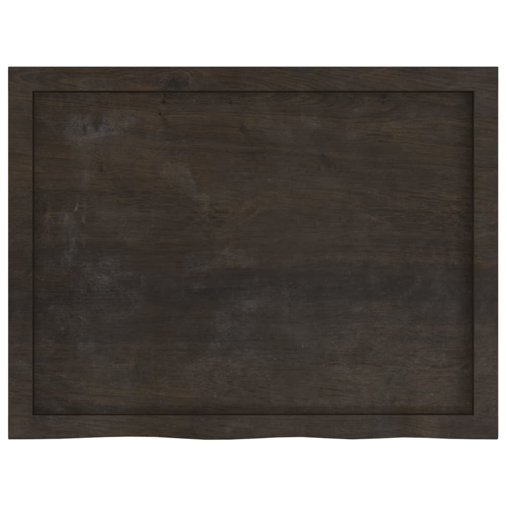 bordplade til badeværelse 80x60x(2-4) cm massivt træ mørkebrun