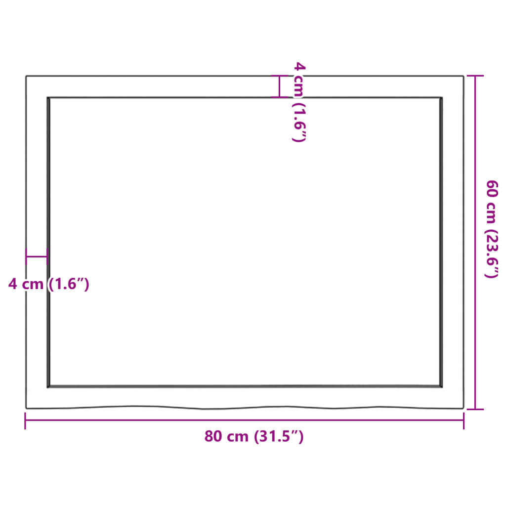 bordplade til badeværelse 80x60x(2-6) cm massivt træ mørkebrun