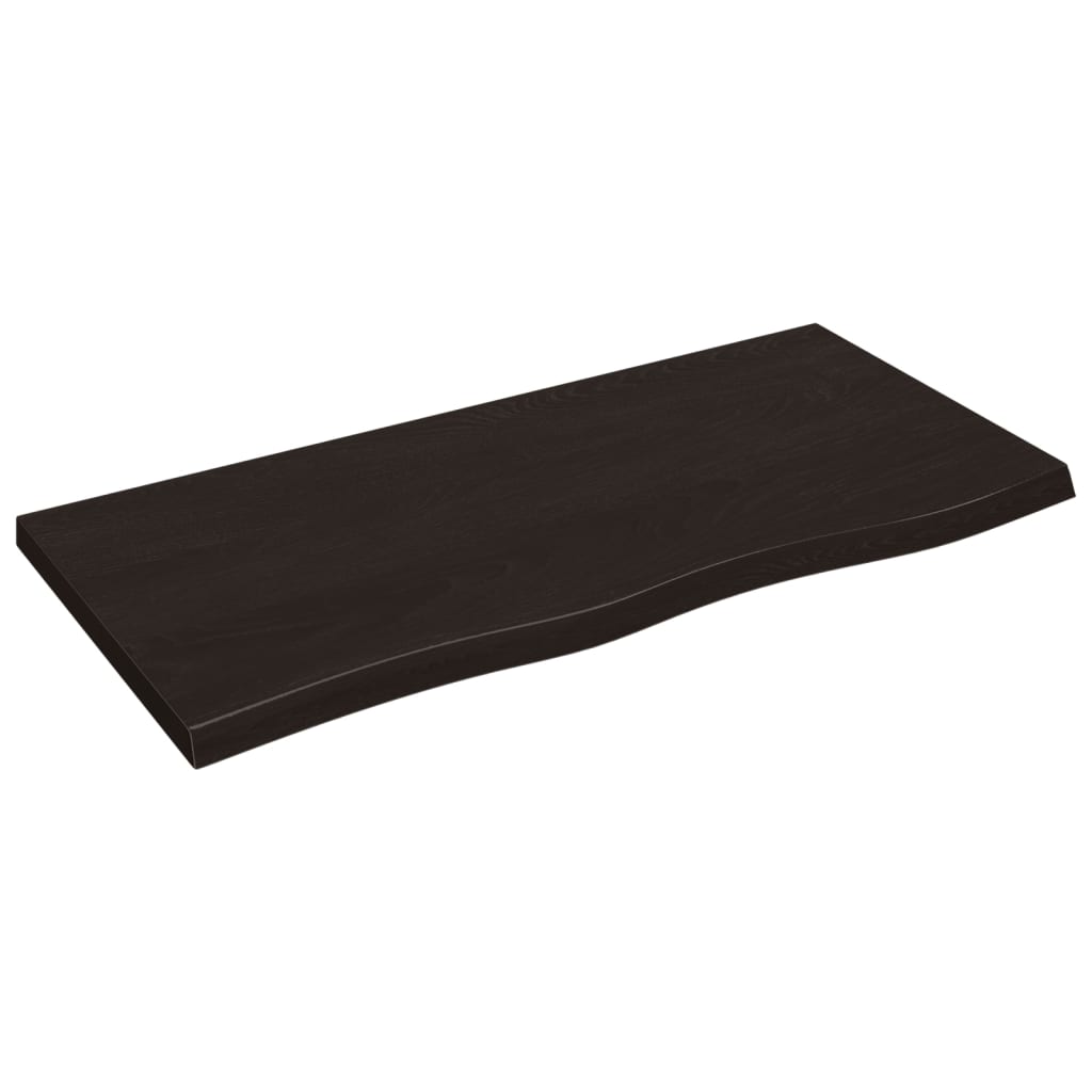 bordplade til badeværelse 100x50x(2-4) cm massivt træ mørkebrun