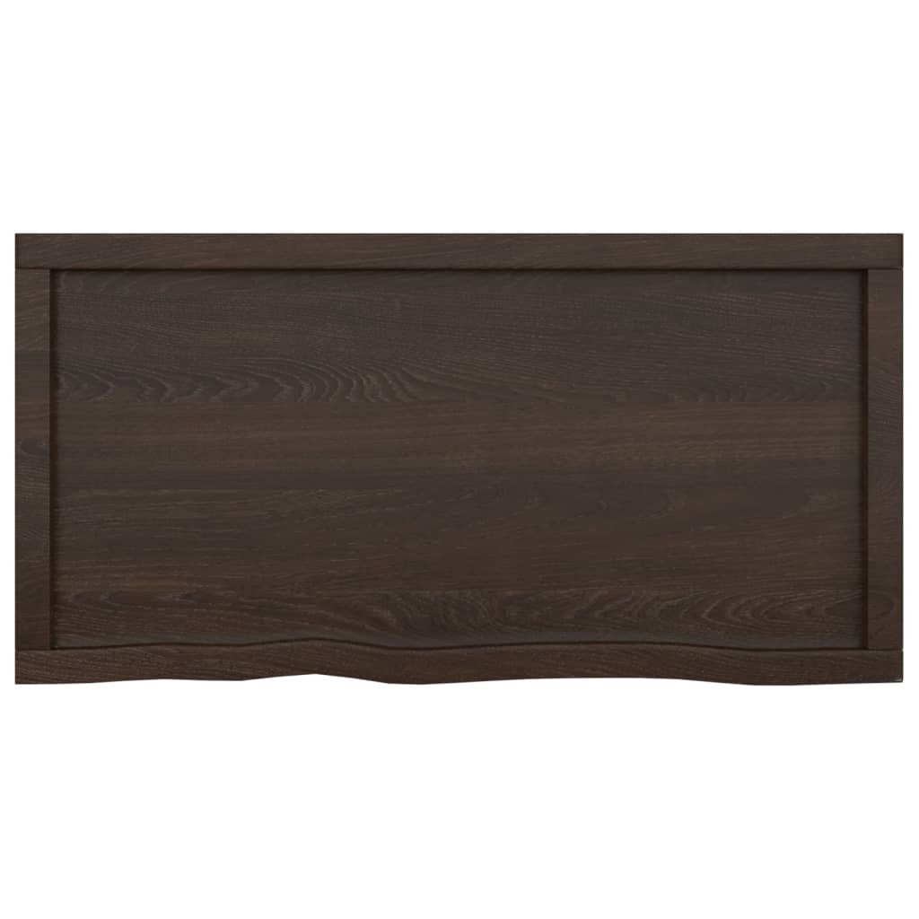 bordplade til badeværelse 100x50x(2-4) cm massivt træ mørkebrun