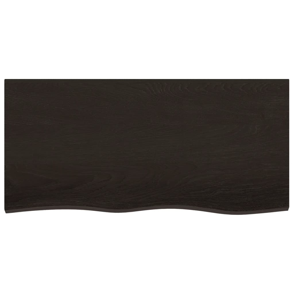 bordplade til badeværelse 100x50x(2-6) cm massivt træ mørkebrun