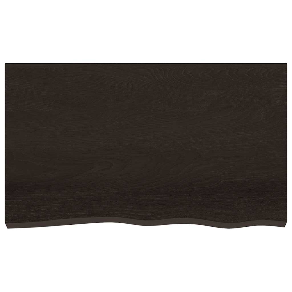 bordplade til badeværelse 100x60x(2-6) cm massivt træ mørkebrun
