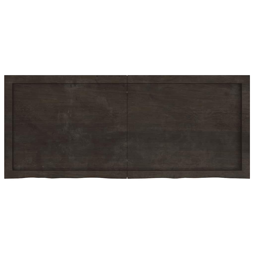 bordplade til badeværelse 120x50x(2-4) cm massivt træ mørkebrun
