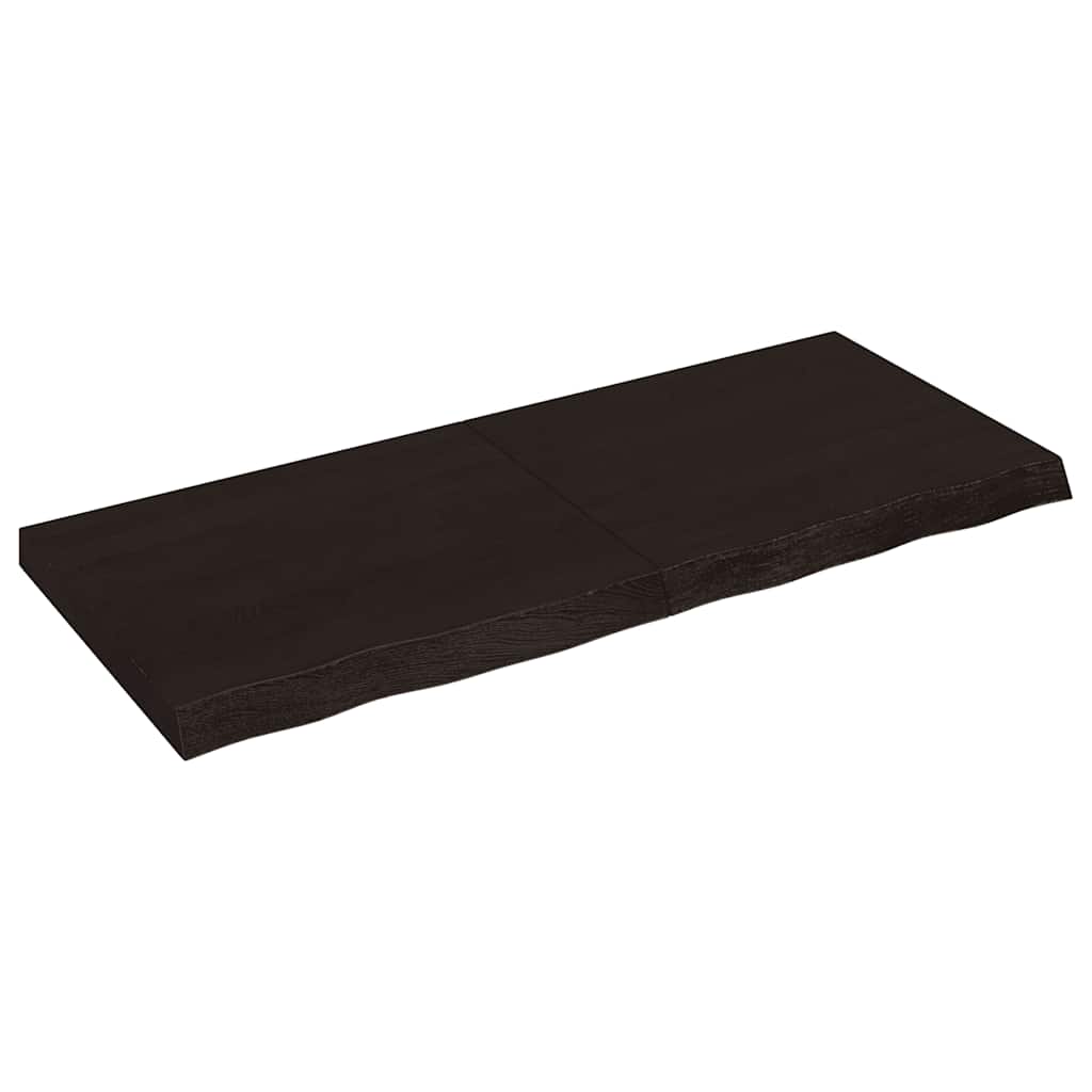 bordplade til badeværelse 120x50x(2-6) cm massivt træ mørkebrun
