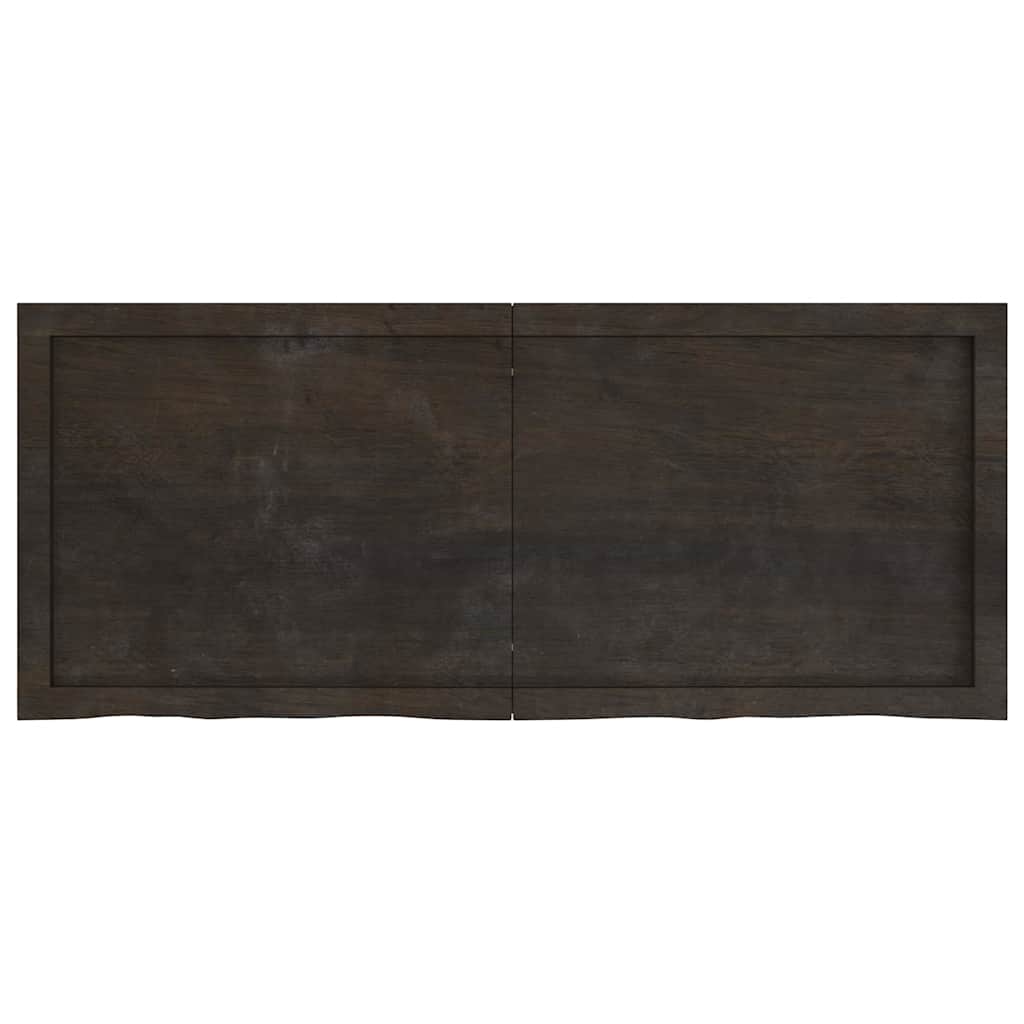 bordplade til badeværelse 120x50x(2-6) cm massivt træ mørkebrun