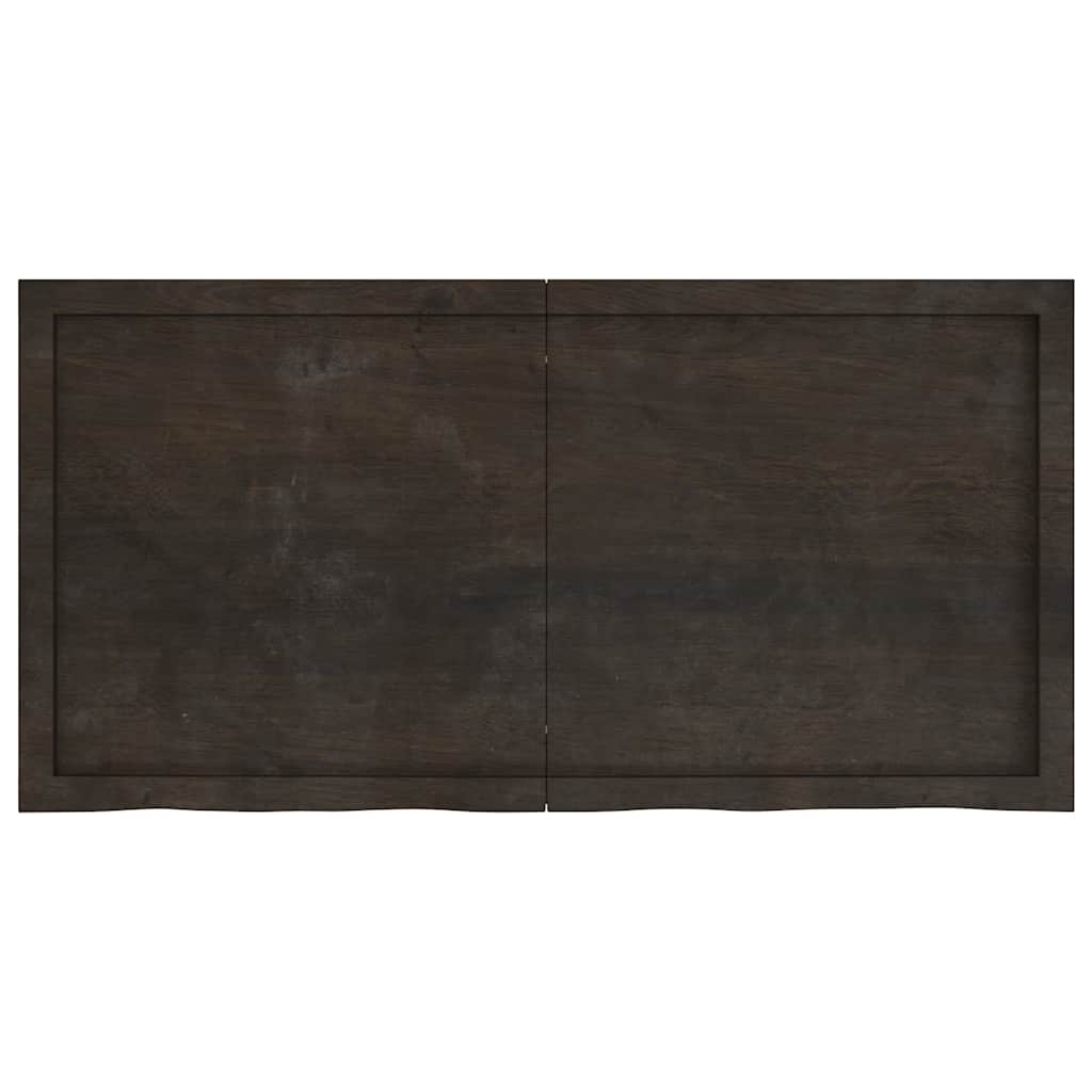 bordplade til badeværelse 120x60x(2-4) cm massivt træ mørkebrun