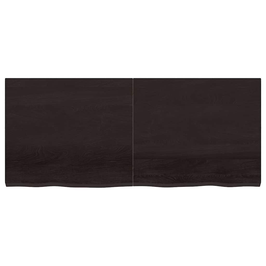 bordplade til badeværelse 140x60x(2-4) cm massivt træ mørkebrun