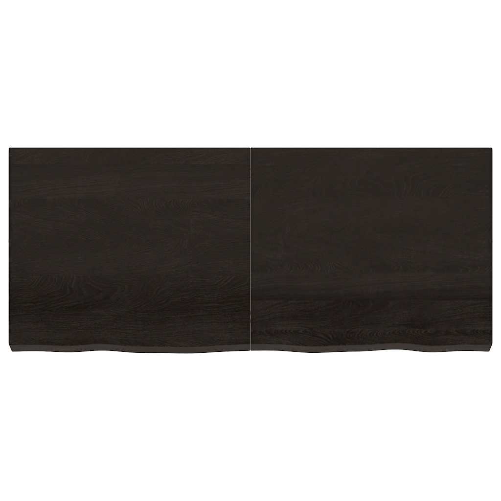bordplade til badeværelse 140x60x(2-6) cm massivt træ mørkebrun
