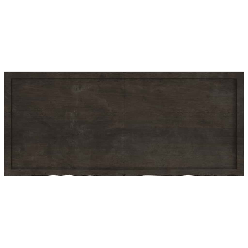 bordplade til badeværelse 140x60x(2-6) cm massivt træ mørkebrun