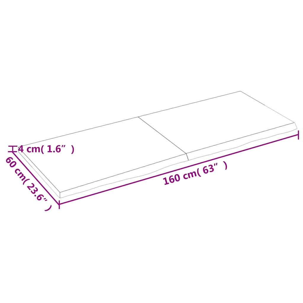 bordplade til badeværelse 160x60x(2-4) cm massivt træ mørkebrun