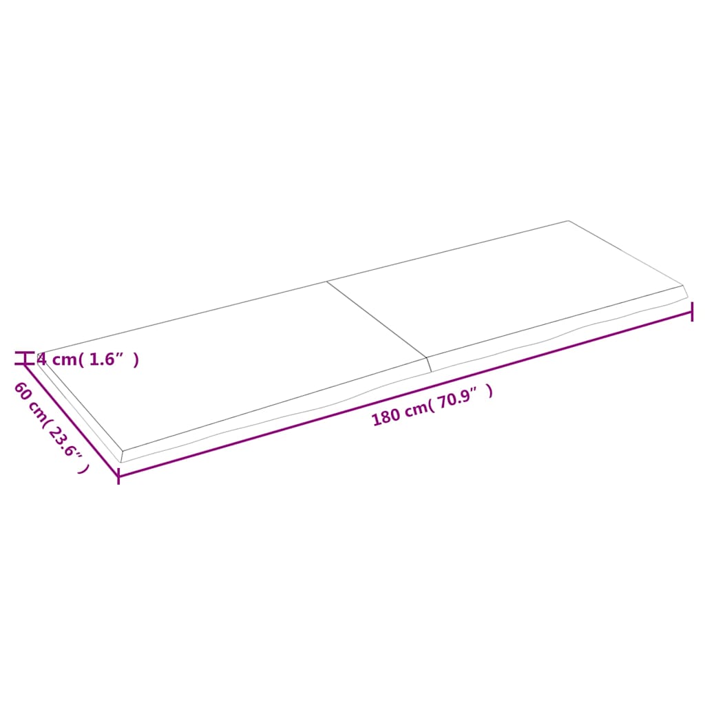 bordplade til badeværelse 180x60x(2-4) cm massivt træ mørkebrun