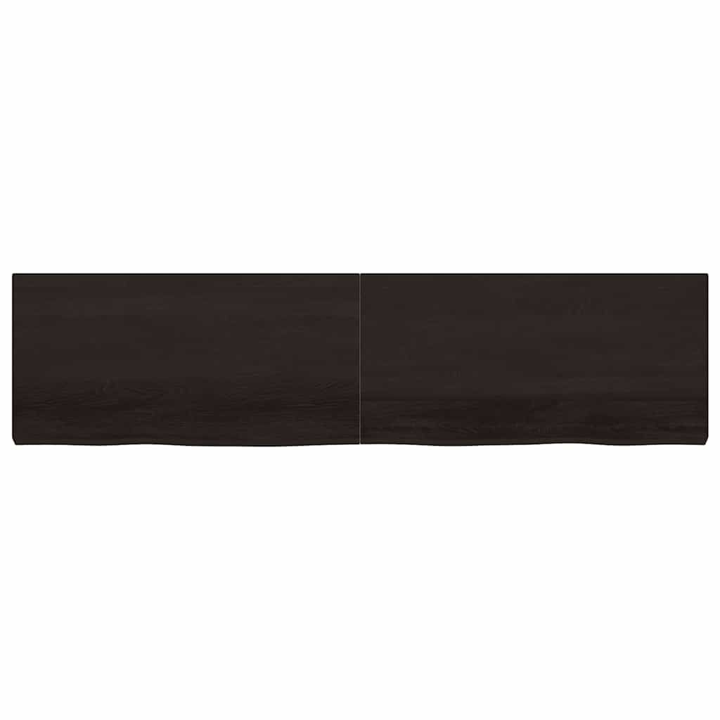 bordplade til badeværelse 200x50x(2-6) cm massivt træ mørkebrun
