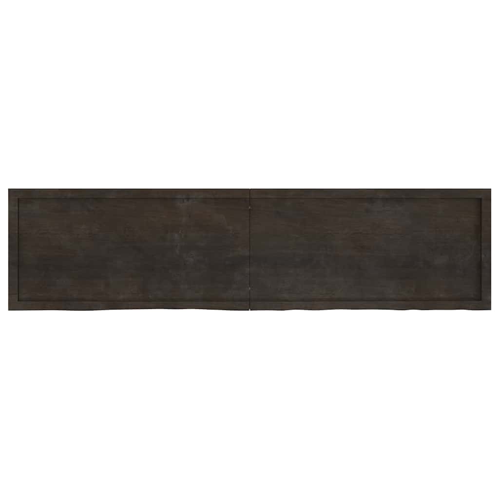 bordplade til badeværelse 200x50x(2-6) cm massivt træ mørkebrun