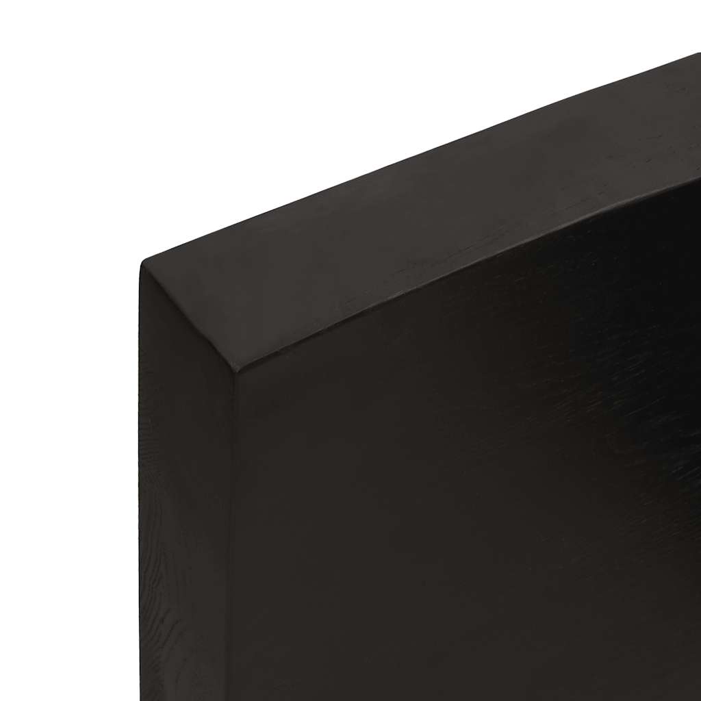 bordplade til badeværelse 200x50x(2-6) cm massivt træ mørkebrun
