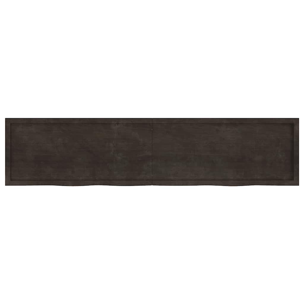 bordplade til badeværelse 220x50x(2-4) cm massivt træ mørkebrun