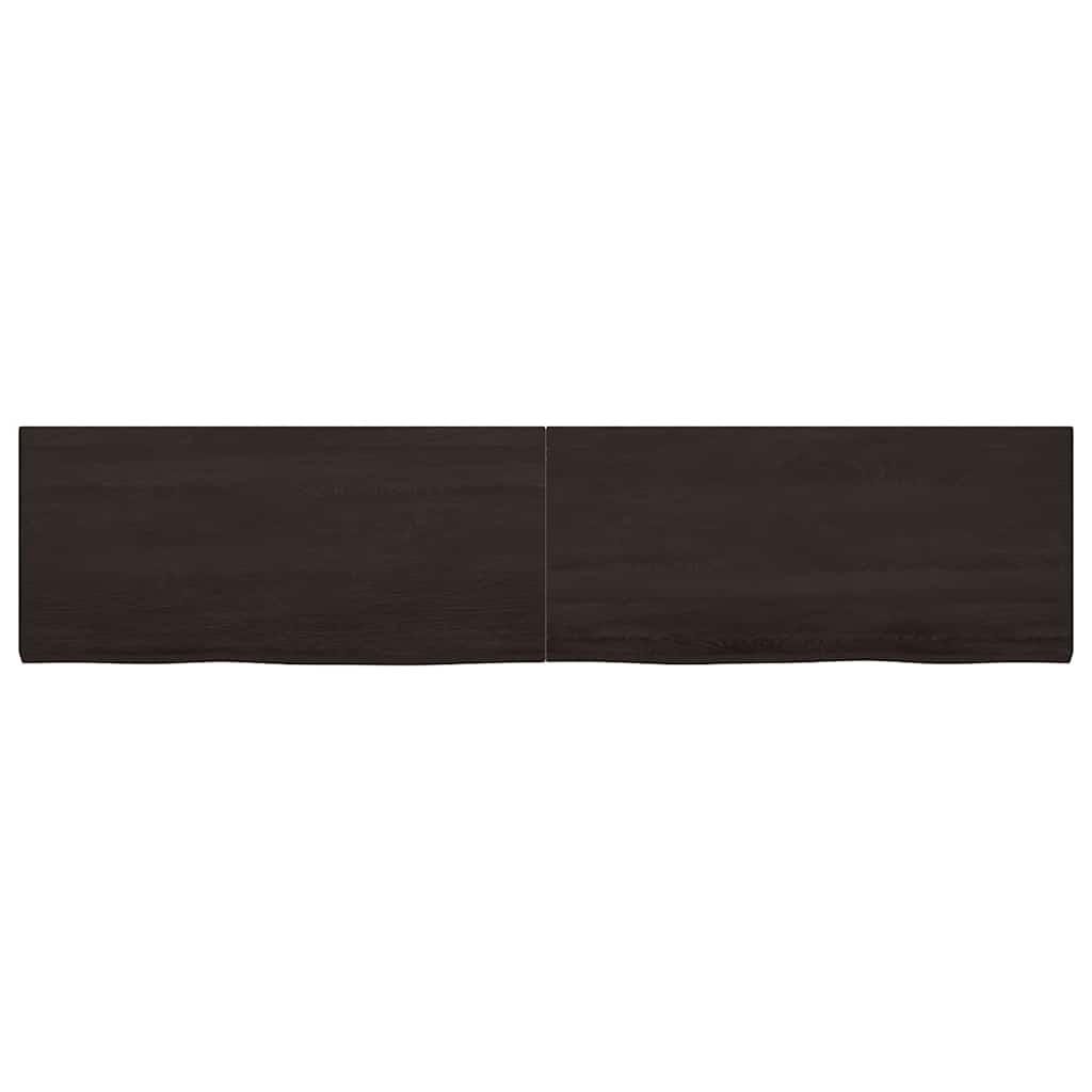 bordplade til badeværelse 220x50x(2-4) cm massivt træ mørkebrun
