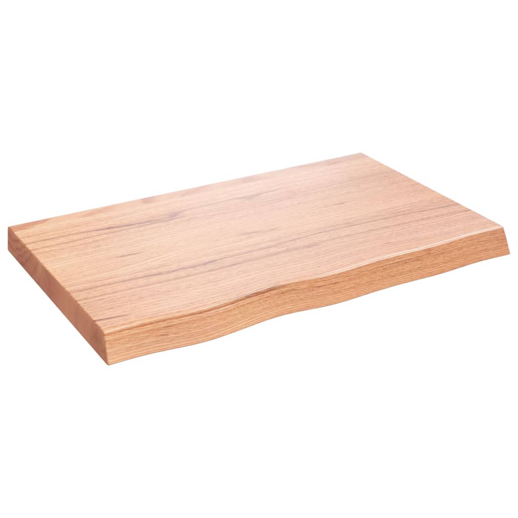 bordplade 80x50x(2-6) cm behandlet massivt egetræ lysebrun