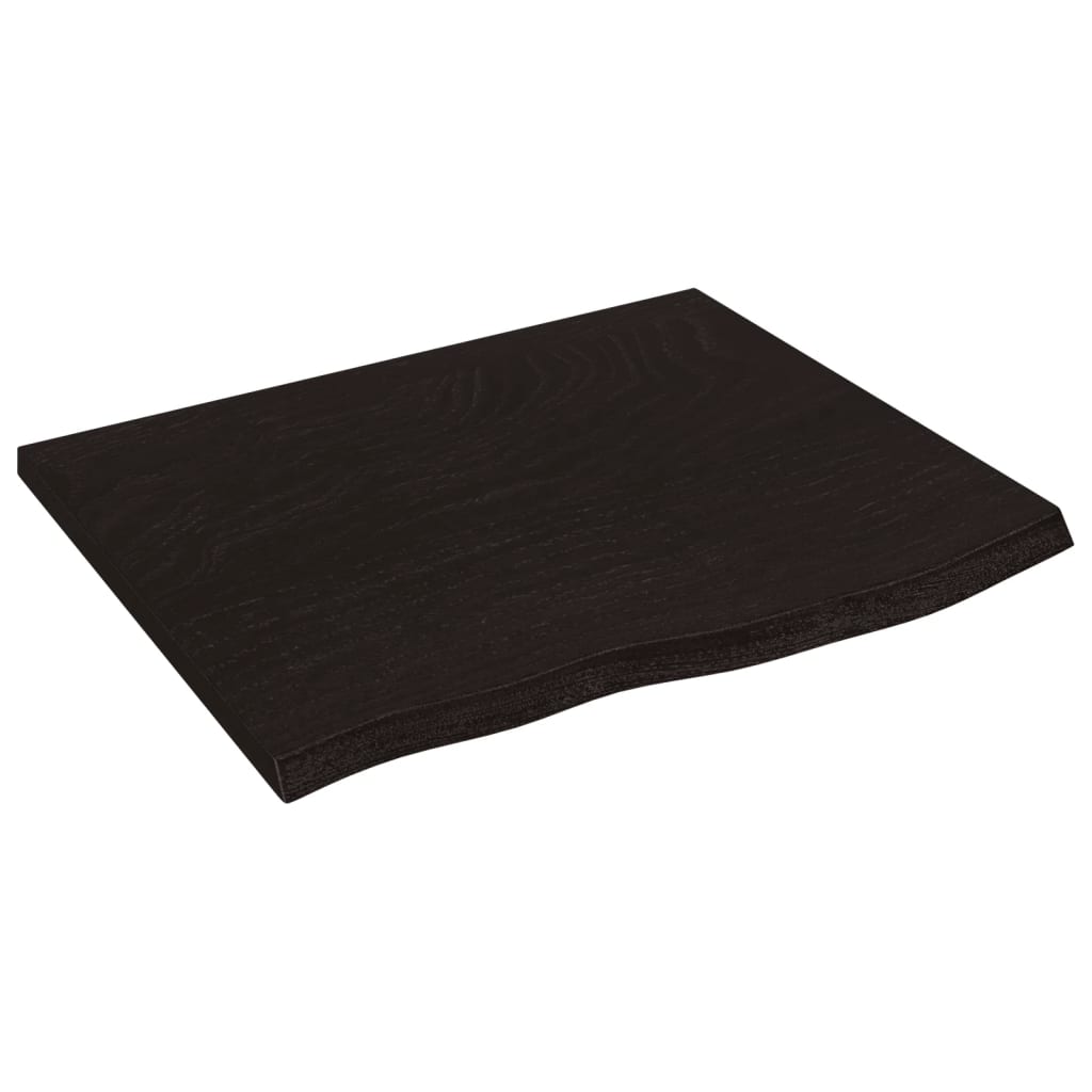 bordplade 60x50x2 cm behandlet massivt egetræ mørkebrun