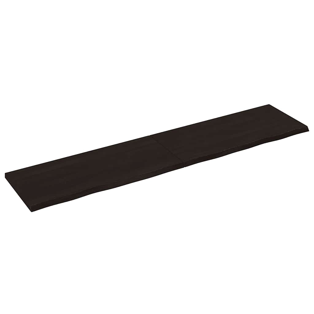 bordplade 220x50x(2-4) cm behandlet massivt egetræ mørkebrun