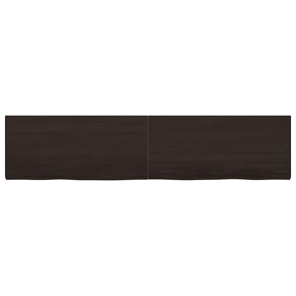 bordplade 220x50x(2-4) cm behandlet massivt egetræ mørkebrun