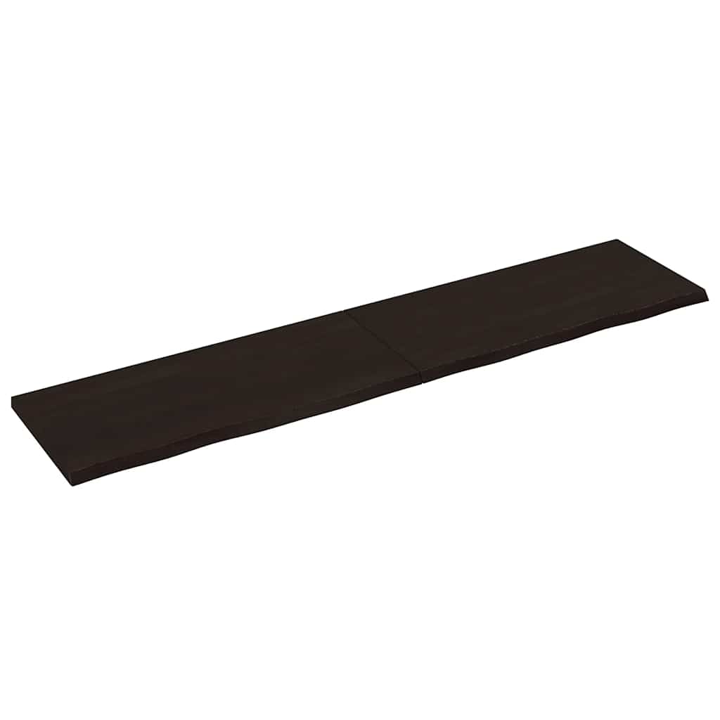 bordplade 220x50x(2-4) cm behandlet massivt egetræ mørkebrun