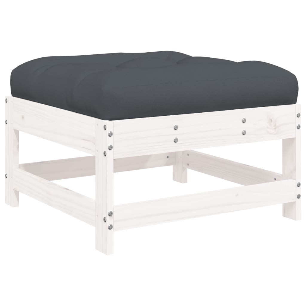 loungesæt til haven 6 dele med hynder massivt træ hvid