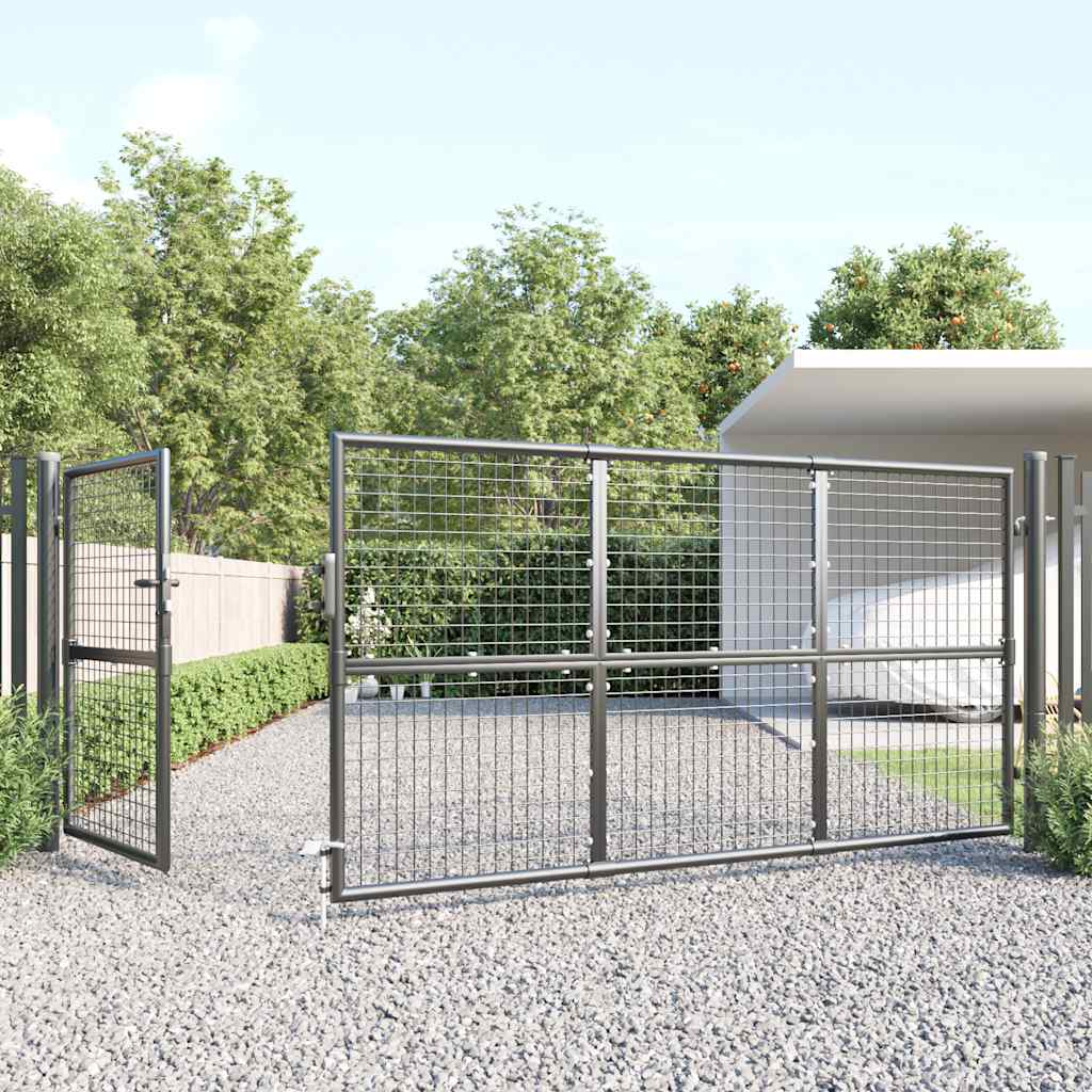 havelåge i net antracitgrå 350x125 cm galvaniseret stål
